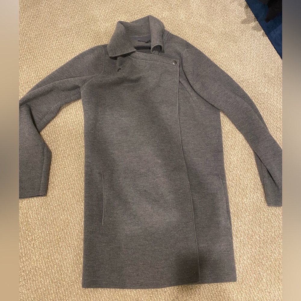 Eileen Fisher Grey long sweater coat small